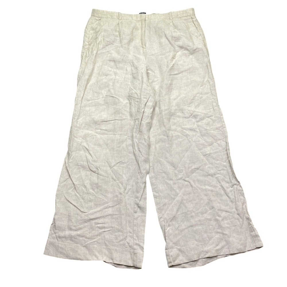J.Crew Essential Wide‎ Leg Pant 100% Linen Tan Beige BW528 Womens 16
